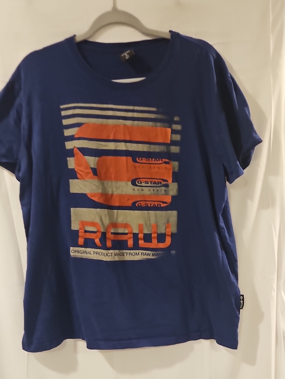 G-Star Royal Blue Short Sleeve Tee with Orange and Gray Graphic